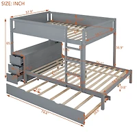 Streamdale Full/Full Bunk Bed with Trundle, Desk, and Storage