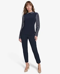Tommy Hilfiger Women's Collared Pleated-Sleeve Top