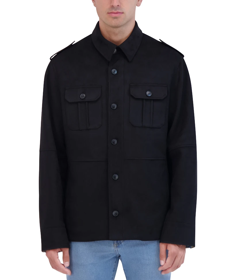 Robert Graham Men's Faux Suede Utility Overshirt Jacket