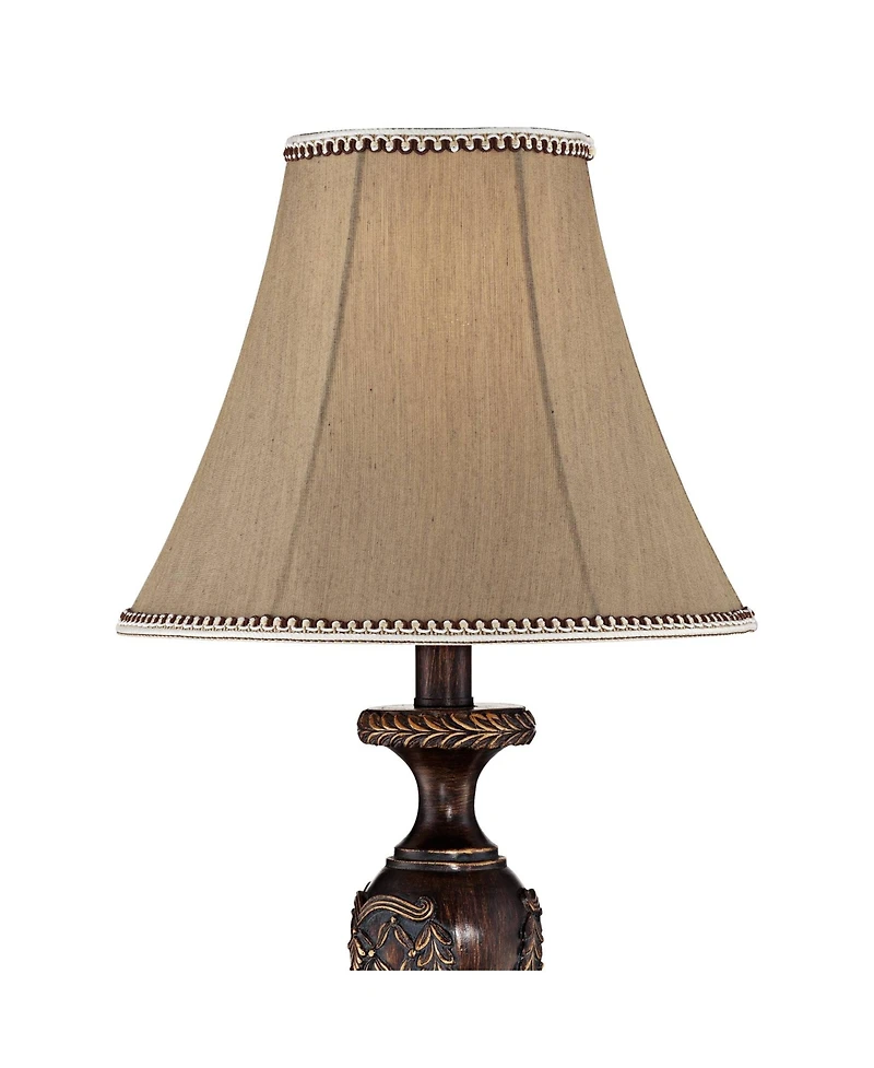 Regency Hill Hanna Traditional Accent Table Lamp 23 1/2" High Dark Bronze Candlestick Floral Bell Shade for Bedroom Living Room Bedside Office Fa
