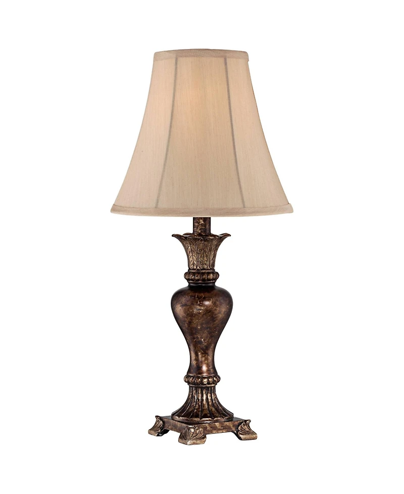 Regency Hill Xavier Traditional Accent Table Lamp 21" High Warm Bronze Urn Footed Base Natural Tone Bell Shade for Bedroom Living Room Bedside Of