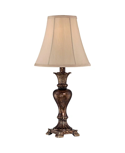 Regency Hill Xavier Traditional Accent Table Lamp 21" High Warm Bronze Urn Footed Base Natural Tone Bell Shade for Bedroom Living Room Bedside Of