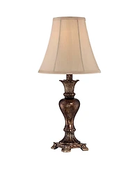 Regency Hill Xavier Traditional Accent Table Lamp 21" High Warm Bronze Urn Footed Base Natural Tone Bell Shade for Bedroom Living Room Bedside Of
