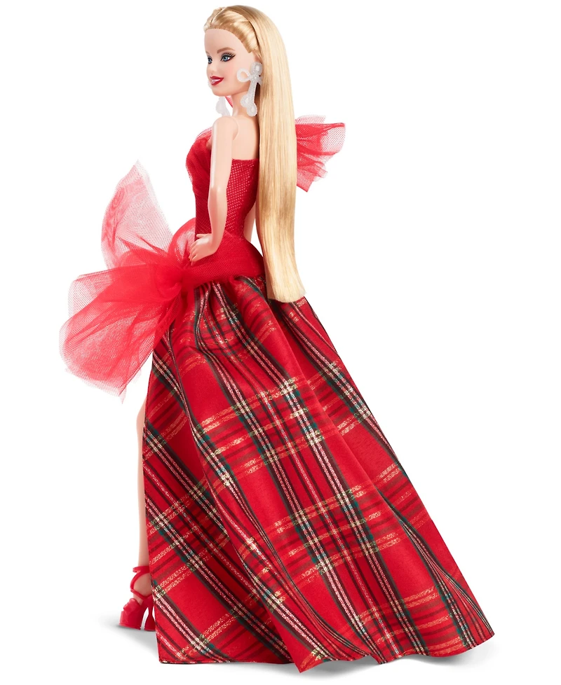 Barbie Signature 2024 Holiday Barbie Fashion Doll, Seasonal Collector Gift, Blonde with Plaid Gown