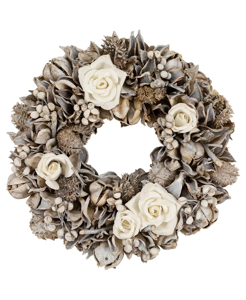 Northlight Glittered Winter Botanicals Artificial Wreath - 9.5-Inch