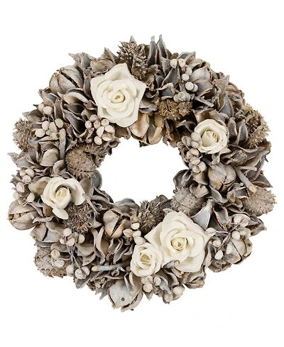 Northlight Glittered Winter Botanicals Artificial Wreath - 9.5-Inch