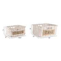 Jonathan Y Reed Southwestern Hand-Woven Rattan Nesting Baskets with Handles, White Wash/Kubu Gray (Set of 2)