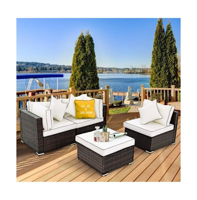 Slickblue 4 pcs Wicker Rattan Sofa Furniture Set