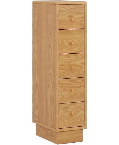 Tribesigns 5-Drawer Dresser, Wood Narrow Dresser for Bedroom, Tall Skinny Dresser Chest of Drawers, Slim Storage Drawers Organizer Lingerie Chest for
