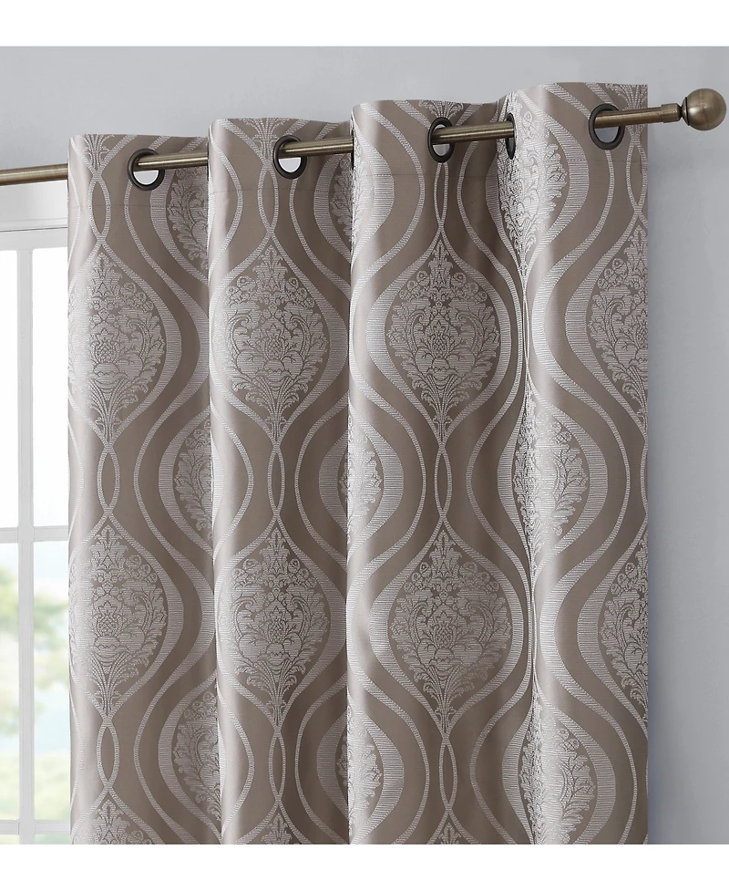 Hlc.me Montero Damask 100% Complete Blackout Shading Thermal Insulated Energy Efficient Heat/Cold Blocking Grommet Heavy Curtain Drapery Panels for Li