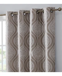 Hlc.me Montero Damask 100% Complete Blackout Shading Thermal Insulated Energy Efficient Heat/Cold Blocking Grommet Heavy Curtain Drapery Panels for Li