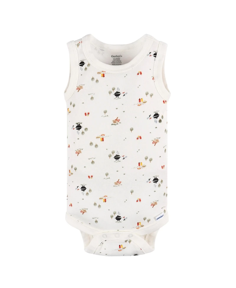 Gerber Baby Girls Sleeveless Onesies Bodysuits, 4 Pack