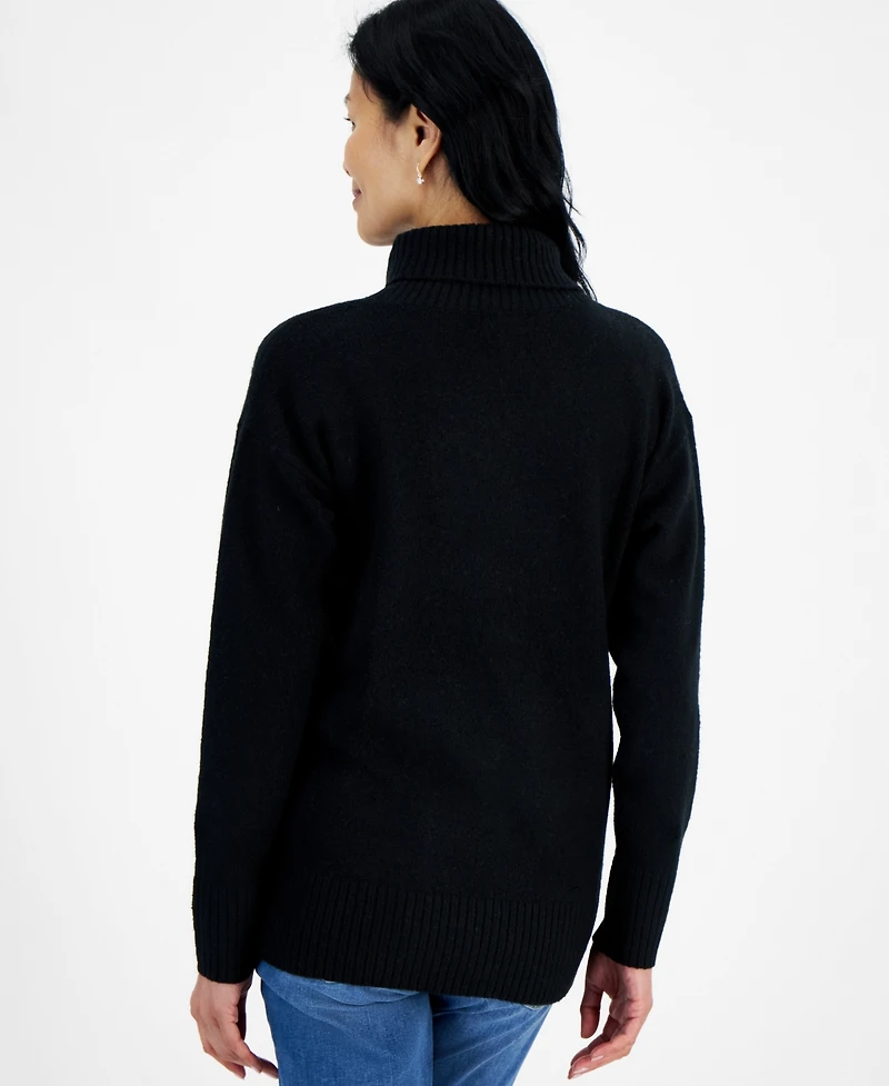 Style & Co Petite Shawl-Collar Button-Trim Tunic Sweater, Created for Macy's