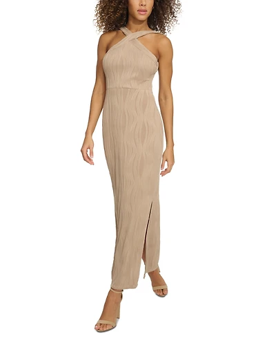 Siena Women's Wavy-Texture Sleeveless Maxi Dress