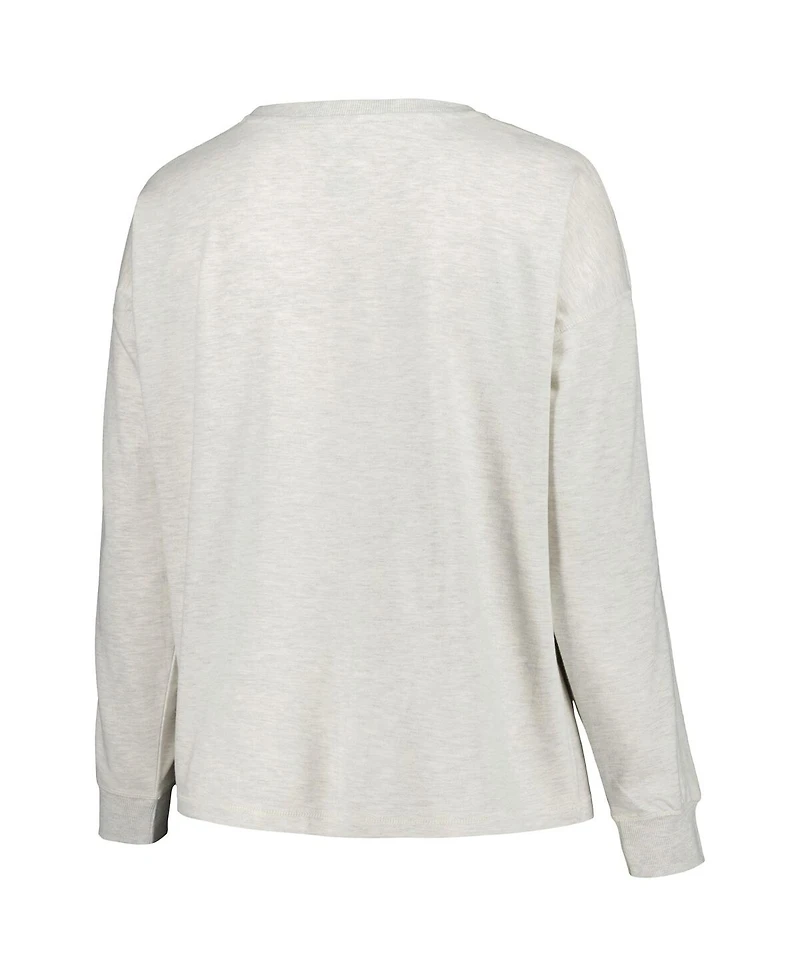 Profile Women's Oatmeal Georgia Bulldogs Plus Distressed Arch Over Logo Neutral Boxy Pullover Sweatshirt