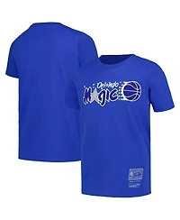 Mitchell & Ness Big Boys and Girls Blue Orlando Magic Hardwood Classics Retro Logo T-Shirt
