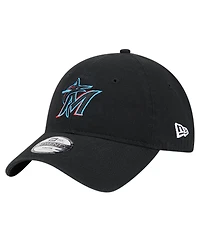 New Era Big Boys and Girls Black Miami Marlins Team Color 9TWENTY Adjustable Hat