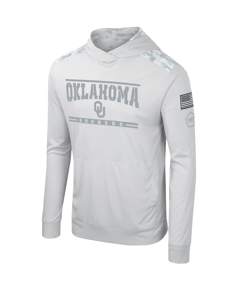 Colosseum Men's Gray Oklahoma Sooners Oht Military Appreciation Long Sleeve Hoodie T-Shirt