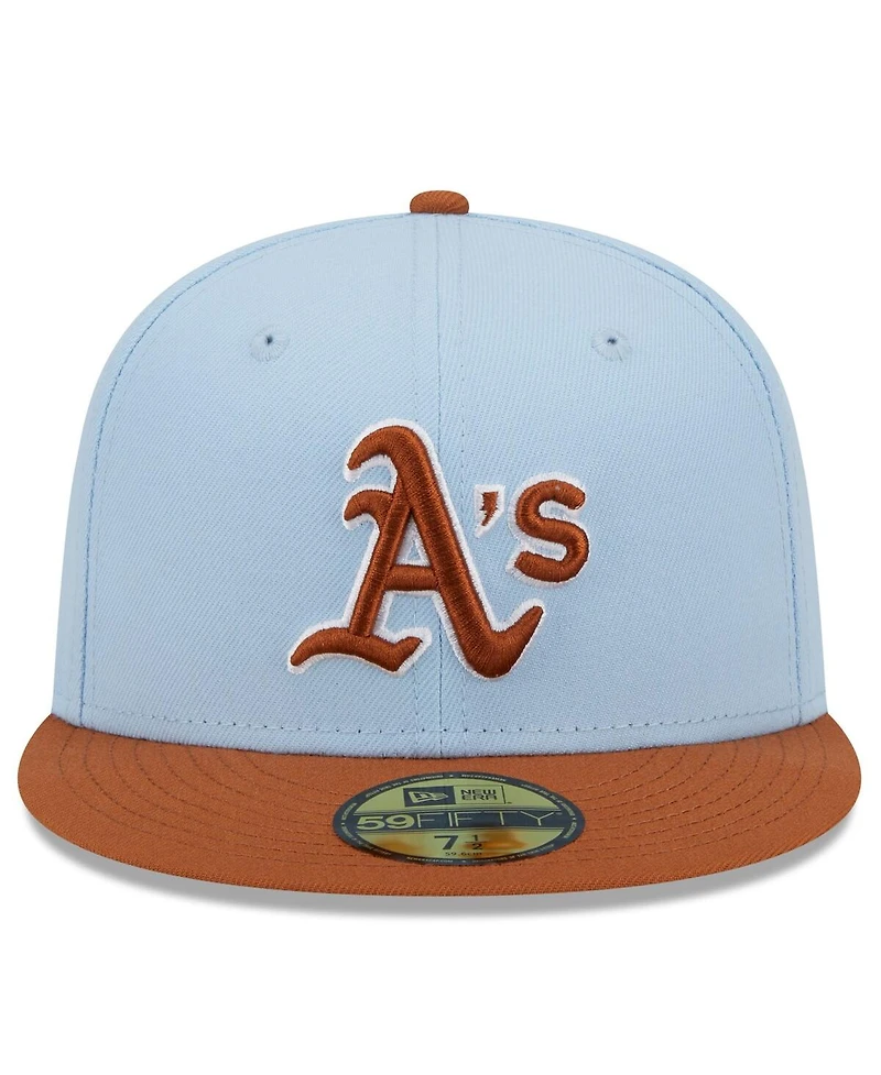 New Era Men's Light Blue/Brown Oakland Athletics Spring Color Basic Two-Tone 59FIFTY Fitted Hat