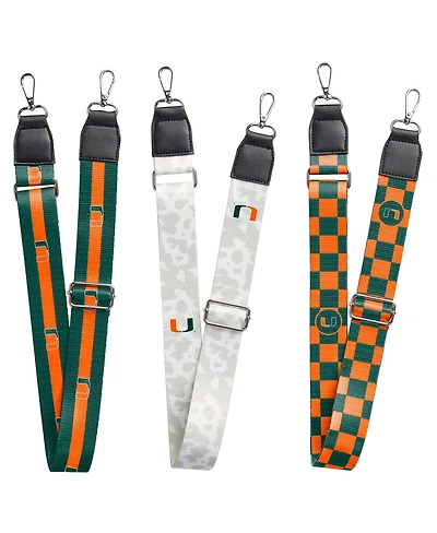 Logo Brands Miami Hurricanes 3-Pack Bag Strap Set
