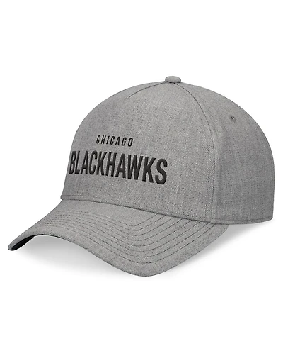 Fanatics Men's Heather Gray Chicago Blackhawks Elements A-Frame Leather Strapback Hat