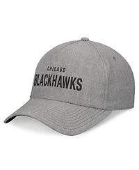 Fanatics Men's Heather Gray Chicago Blackhawks Elements A-Frame Leather Strapback Hat