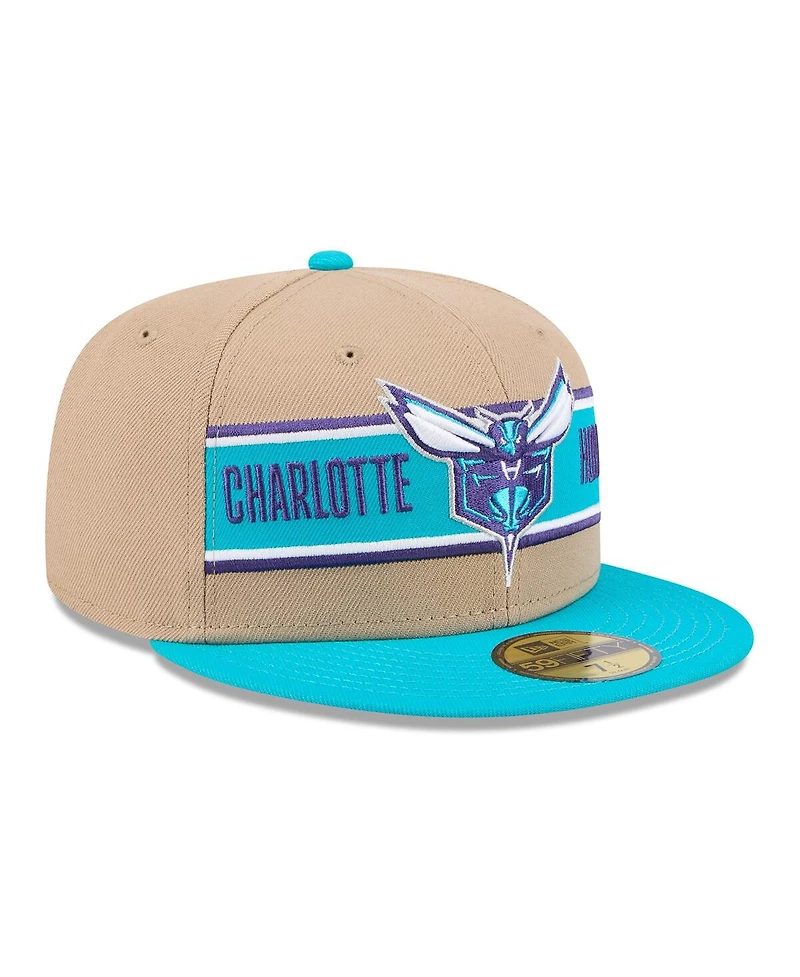 New Era Men's Tan/Teal Charlotte Hornets 2024 Nba Draft 59FIFTY Hat
