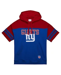 Mitchell & Ness Men's Royal New York Giants Off Field vintage-like Logo Short Sleeve Pullover Hoodie
