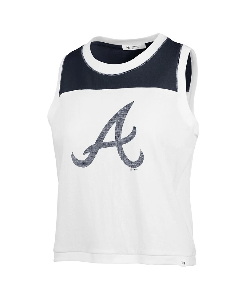 '47 Brand Women's White/Navy Atlanta Braves Plus Waist Length Muscle Tank Top