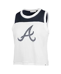 '47 Brand Women's White/Navy Atlanta Braves Plus Waist Length Muscle Tank Top