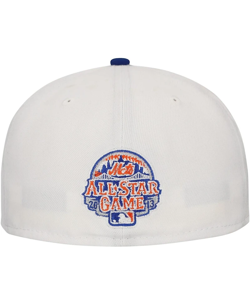 New Era Men's White/Royal York Mets Major Sidepatch 59FIFTY Fitted Hat
