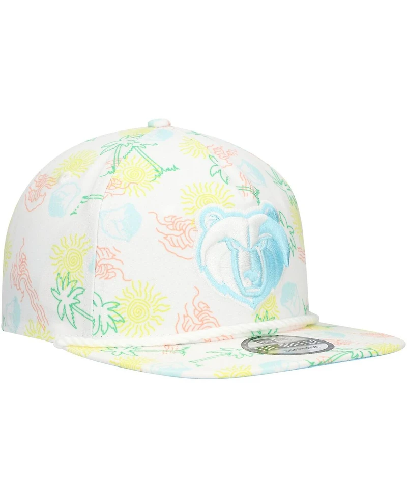 New Era Men's White Memphis Grizzlies Palm Trees and Waves Golfer Adjustable Hat