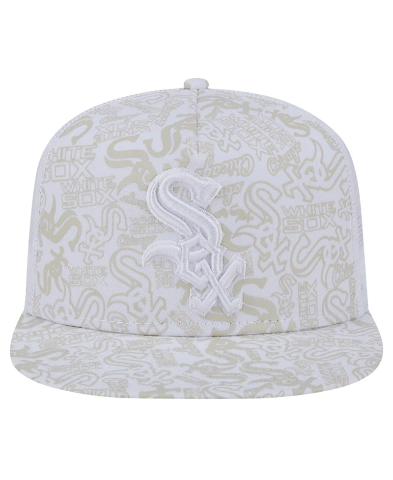 New Era Men's White Chicago White Sox Logo Dunes A-Frame Trucker 9FIFTY Snapback Hat