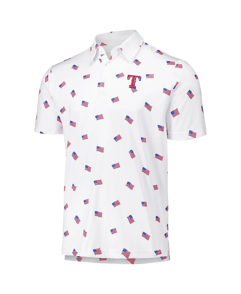 Antigua Men's White Texas Rangers Americana Polo