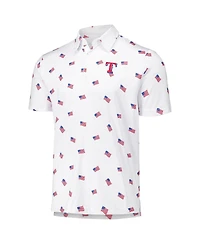 Antigua Men's White Texas Rangers Americana Polo