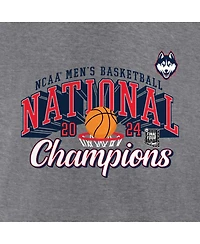 Fanatics Women's Heather Gray UConn Huskies 2024 Ncaa Men's Basketball National Champions Specific V-Neck T-Shirt