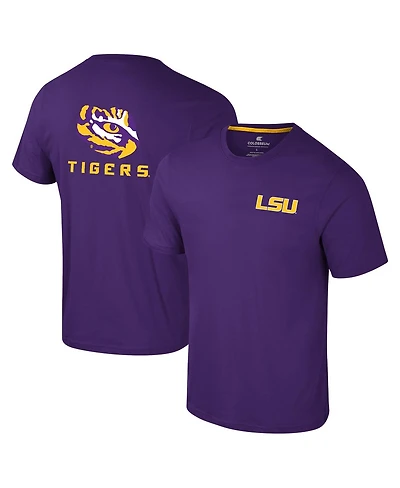 Colosseum Men's Purple Lsu Tigers Logo Lockup 2-Hit Active Blend T-Shirt