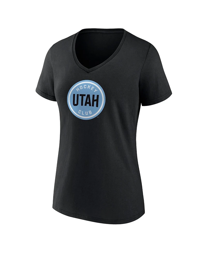 Fanatics Women's Black Utah Hockey Club Draft Logo V-Neck T-Shirt
