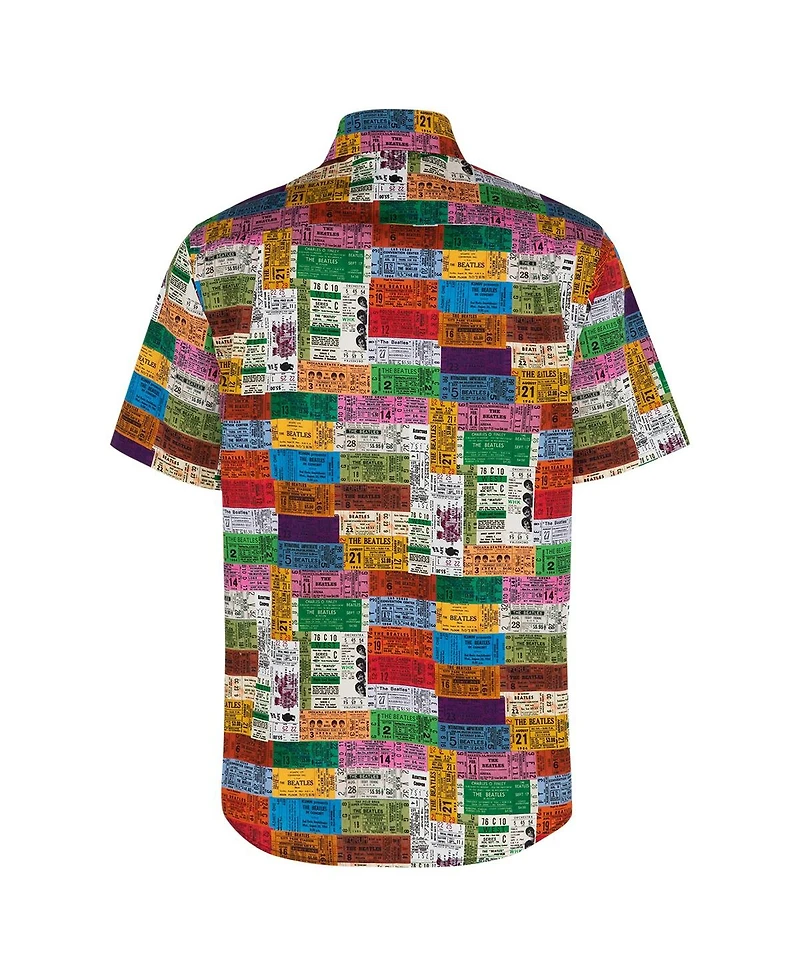 Section 119 Men's Red the Beatles Ticket Stub Button-Down Shirt