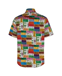 Section 119 Men's Red the Beatles Ticket Stub Button-Down Shirt