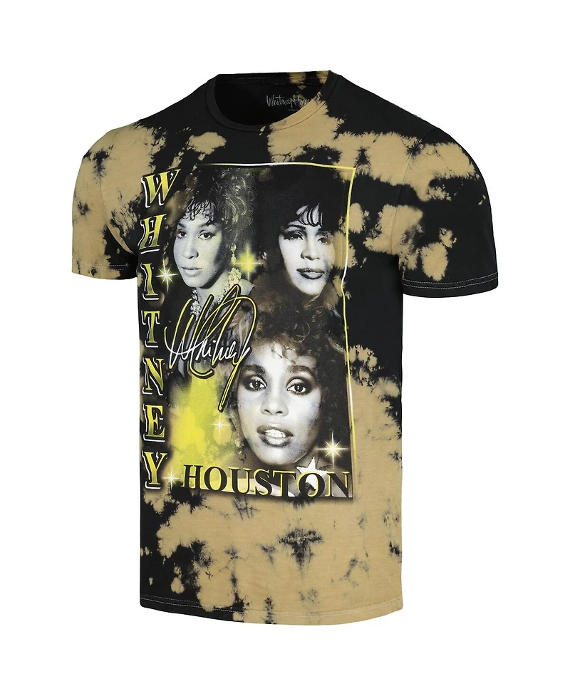 Philcos Men's Black Whitney Houston Collage Washed Graphic T-Shirt
