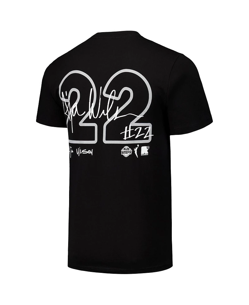 Round21 Men's and Women's A'ja Wilson Black Las Vegas Aces Player Signature Name Number T-Shirt