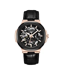 Kenneth Cole New York Men's Automatic Black Genuine Leather Watch 45.5MM
