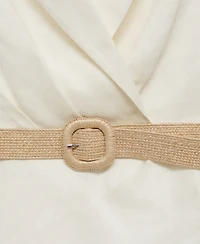 Mango Women's Belt Linen Dress
