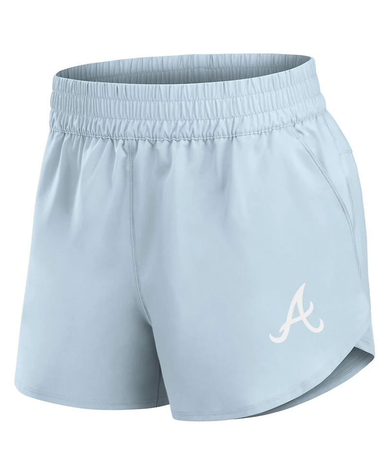 Fanatics Women's Light Blue Atlanta Braves Studio Woven Vibe Shorts