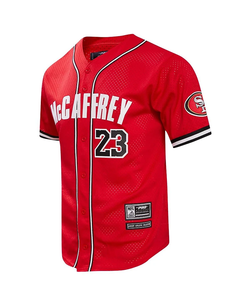 Pro Standard Men's Christian McCaffrey Scarlet San Francisco 49ers Baseball Button-Up Shirt