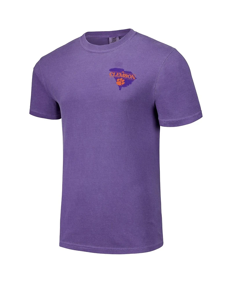 Image One Men's and Women's Purple Clemson Tigers Hyper Local Palmetto Tiger T-Shirt