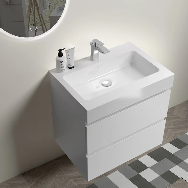 Glossy White Integrated Solid Surface Basin
