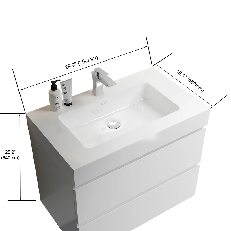 Streamdale Glossy White Integrated Basin Modern Solid Surface Marvel