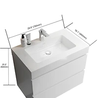 Streamdale Glossy White Integrated Basin Modern Solid Surface Marvel